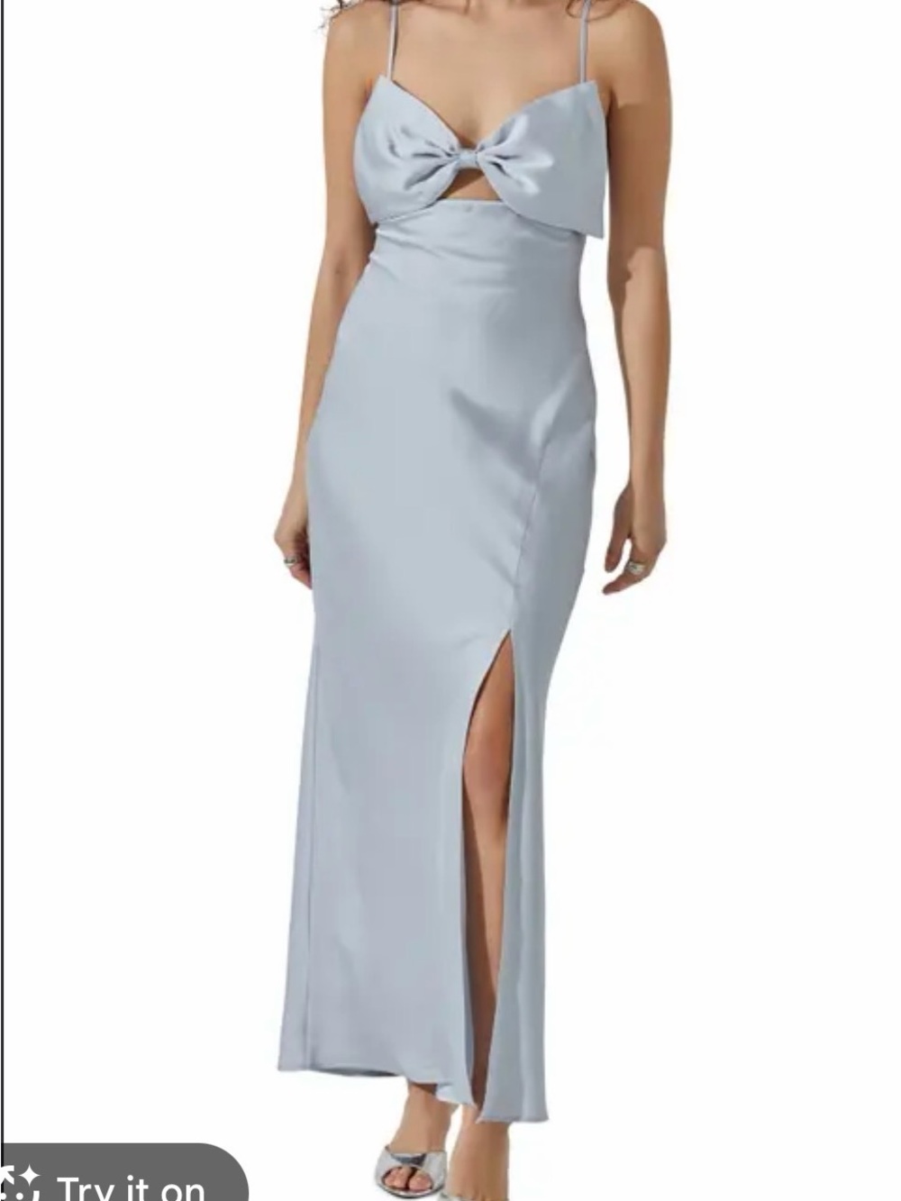 Astr Ice Blue Women's Satin Dress with Bow Bodice